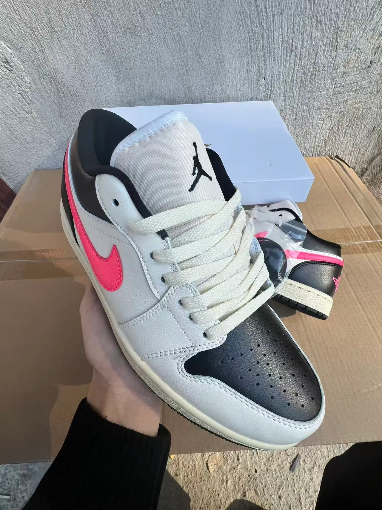 Air Jordan 1 Low White Black Pink Lifestyle Sneakers 2
