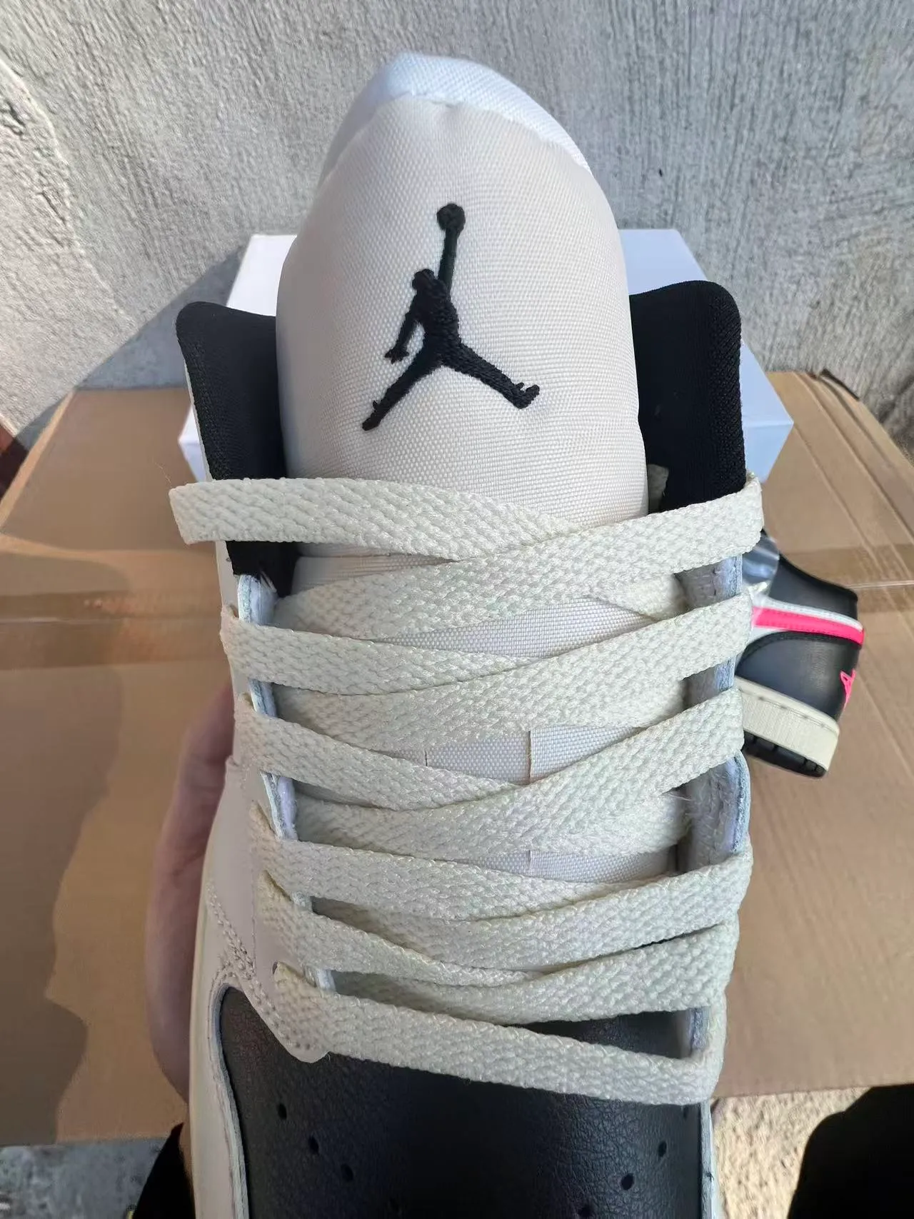 Air Jordan 1 Low White Black Pink Lifestyle Sneakers 4