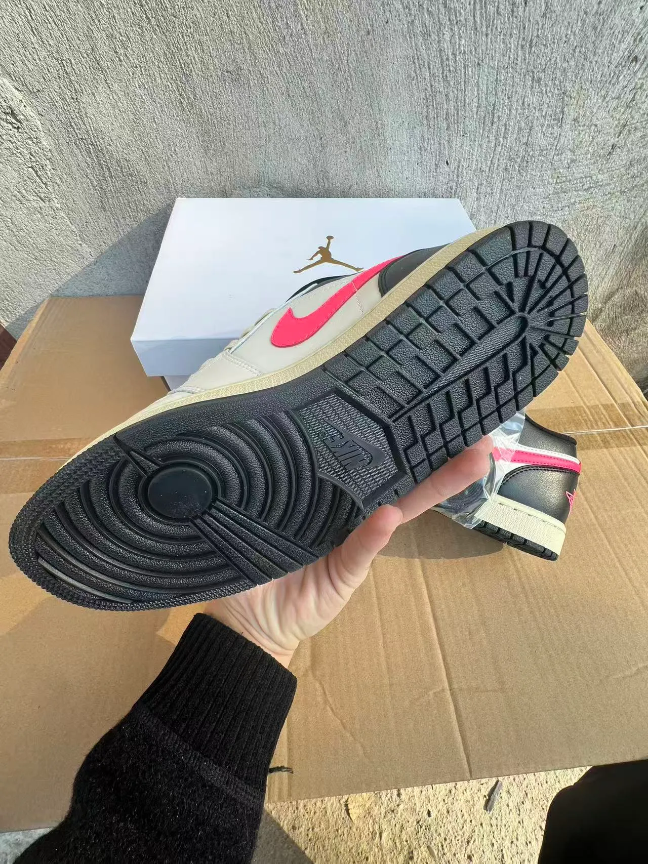 Air Jordan 1 Low White Black Pink Lifestyle Sneakers 6
