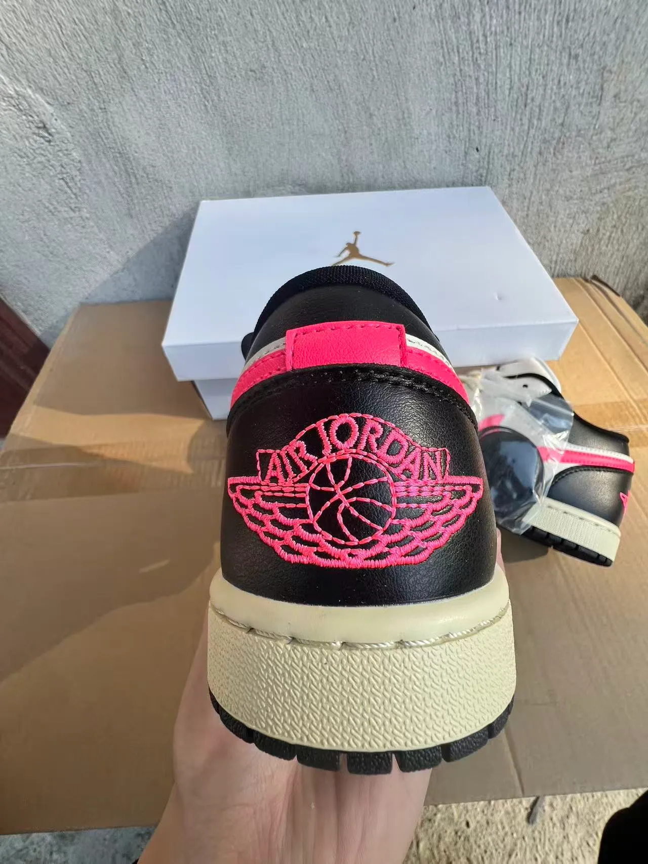Air Jordan 1 Low White Black Pink Lifestyle Sneakers 8