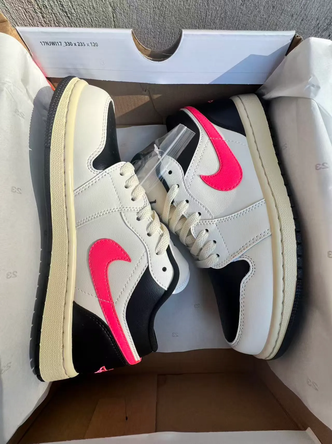 Air Jordan 1 Low White Black Pink Lifestyle Sneakers 9