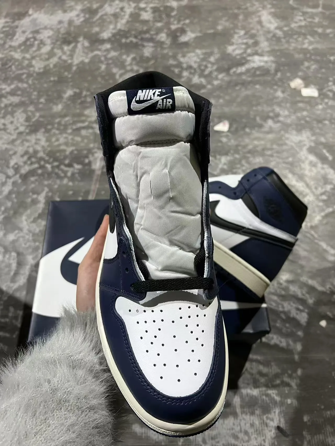 Air Jordan 1 Navy White Black Basketball Shoes 3