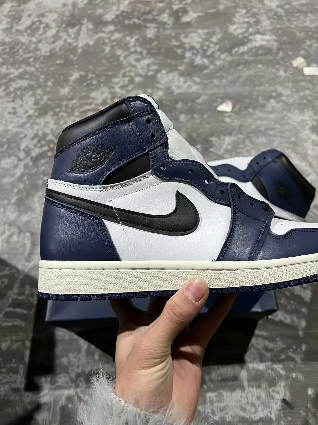 Air Jordan 1 Navy White Black Basketball Shoes 7