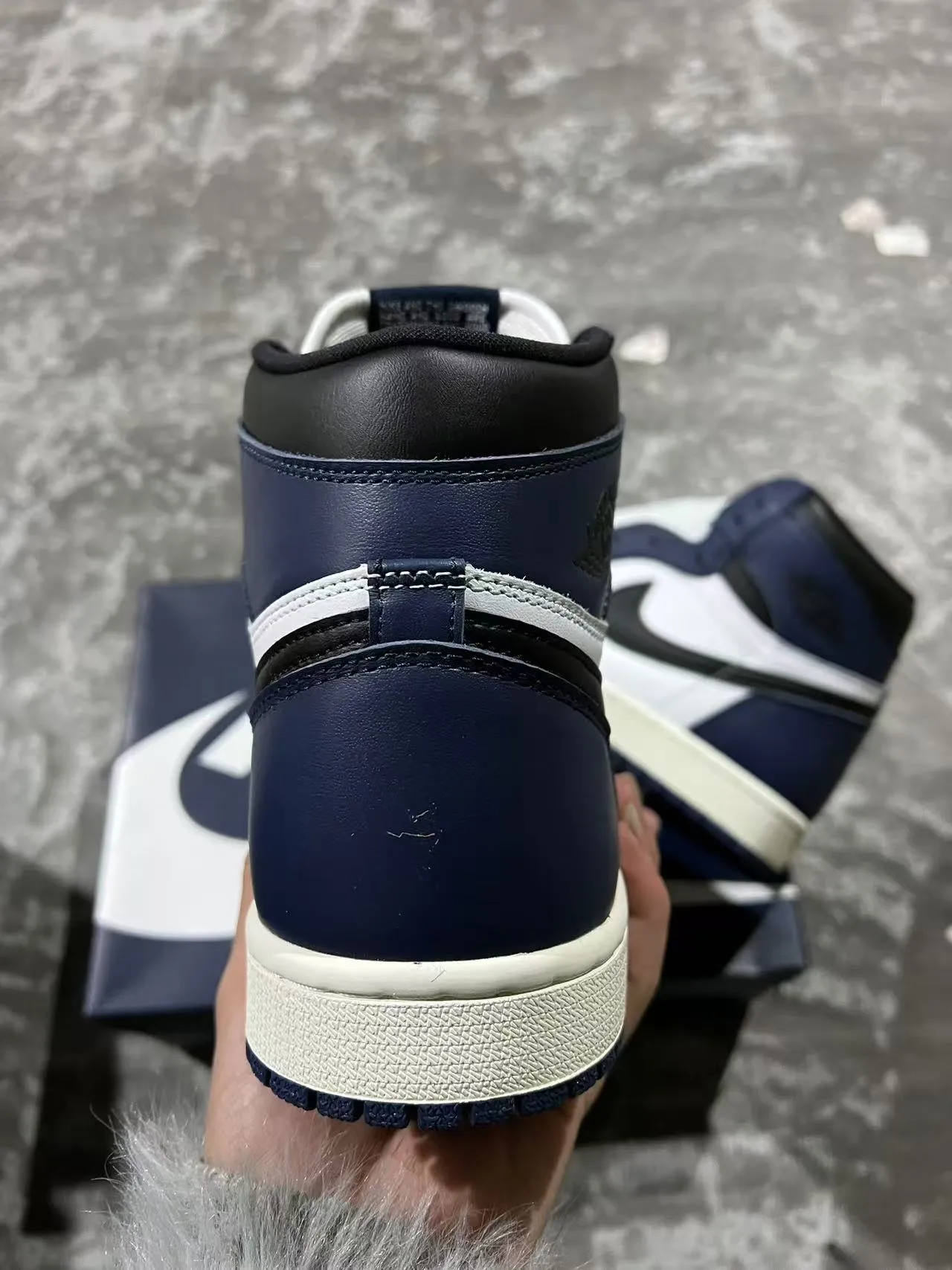 Air Jordan 1 Navy White Black Basketball Shoes 8