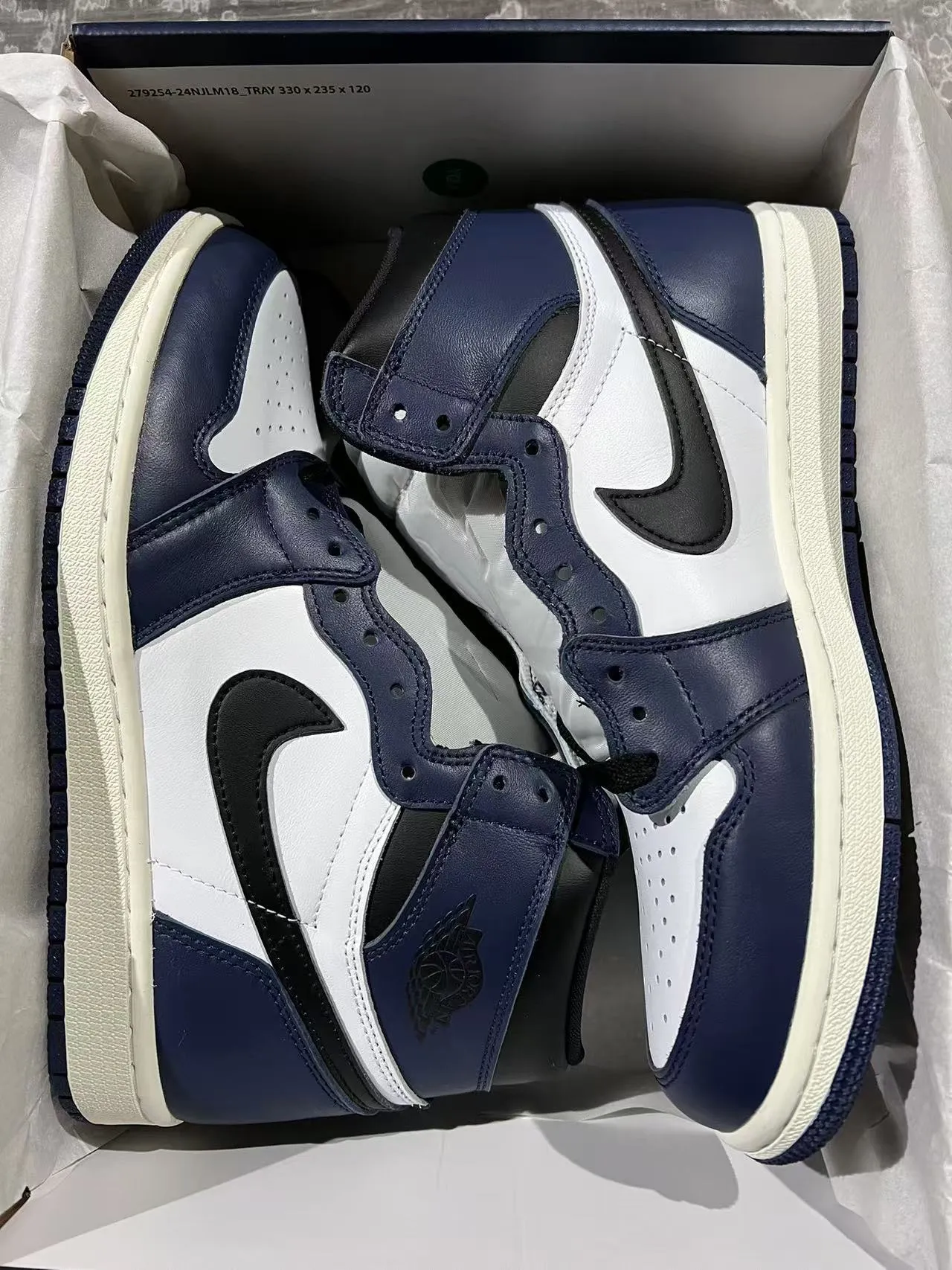 Air Jordan 1 Navy White Black Basketball Shoes 9