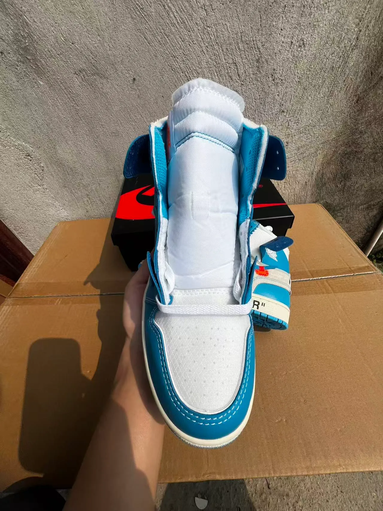 Air Jordan 1 Off-White The Ten Blue University Basketball Shoes 3