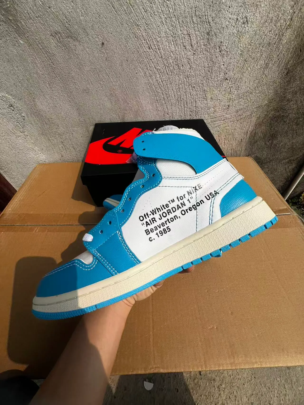 Air Jordan 1 Off-White The Ten Blue University Basketball Shoes 5