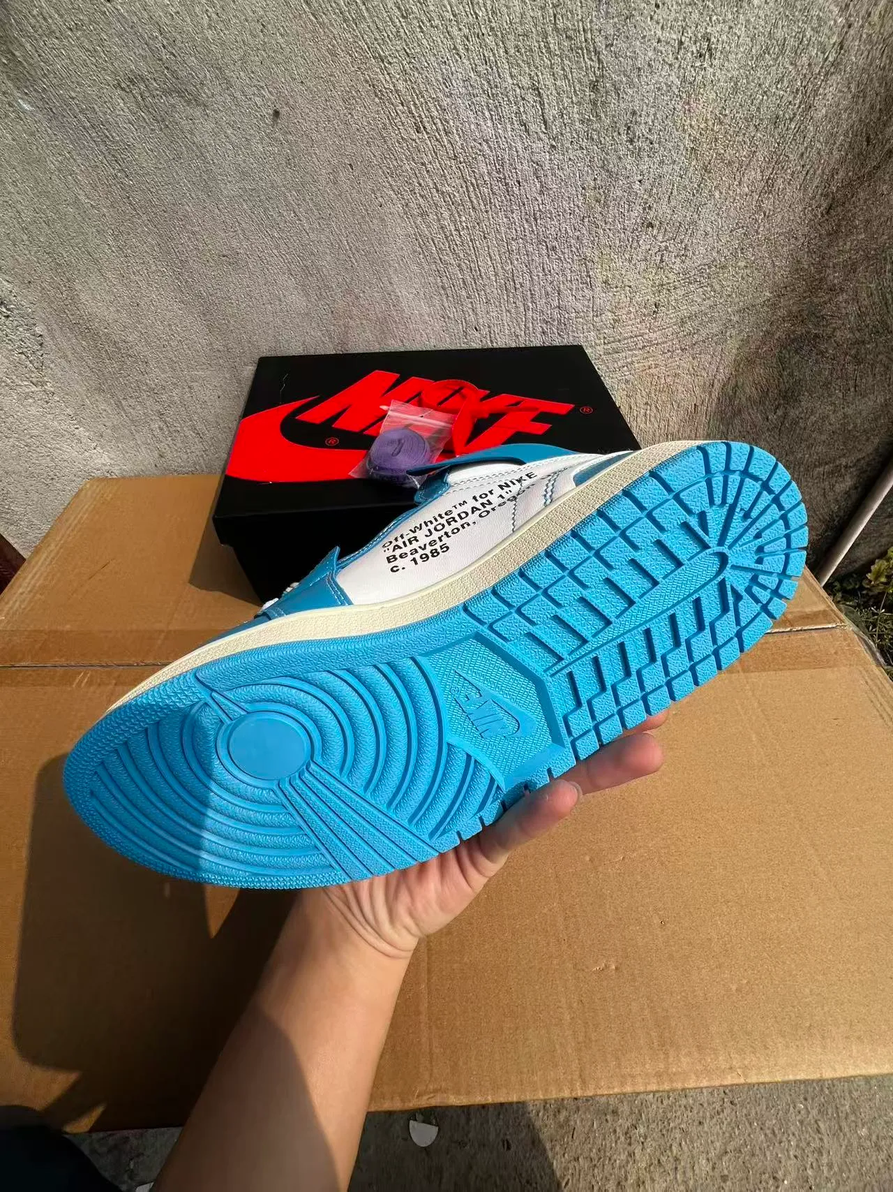 Air Jordan 1 Off-White The Ten Blue University Basketball Shoes 6