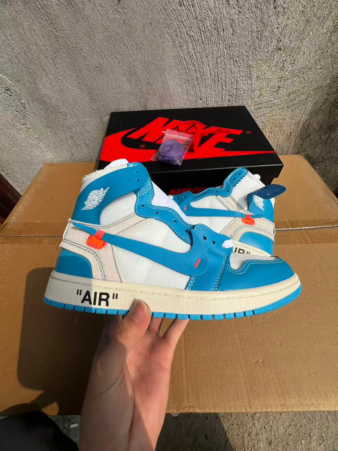 Air Jordan 1 Off-White The Ten Blue University Basketball Shoes 7