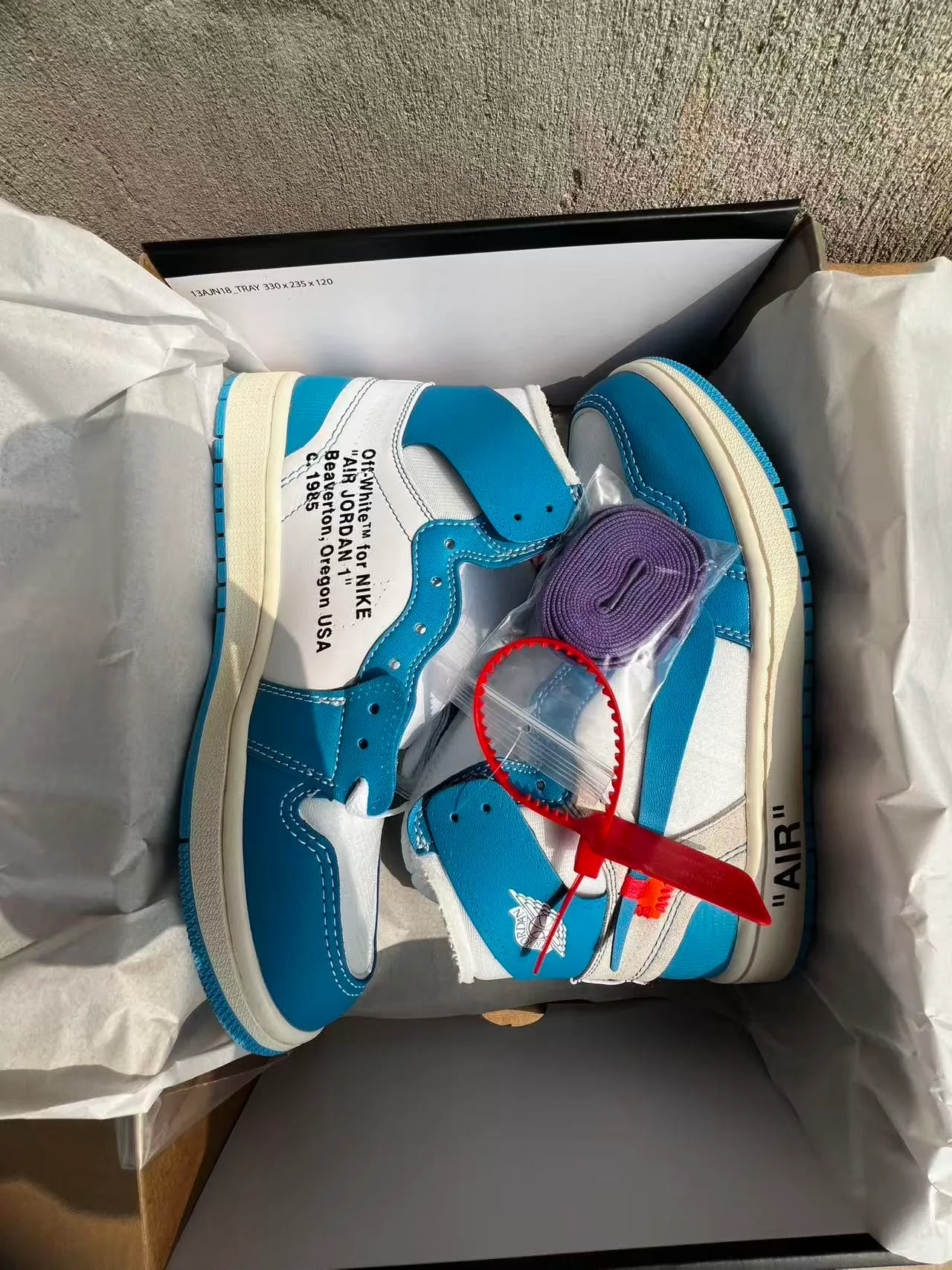 Air Jordan 1 Off-White The Ten Blue University Basketball Shoes 9