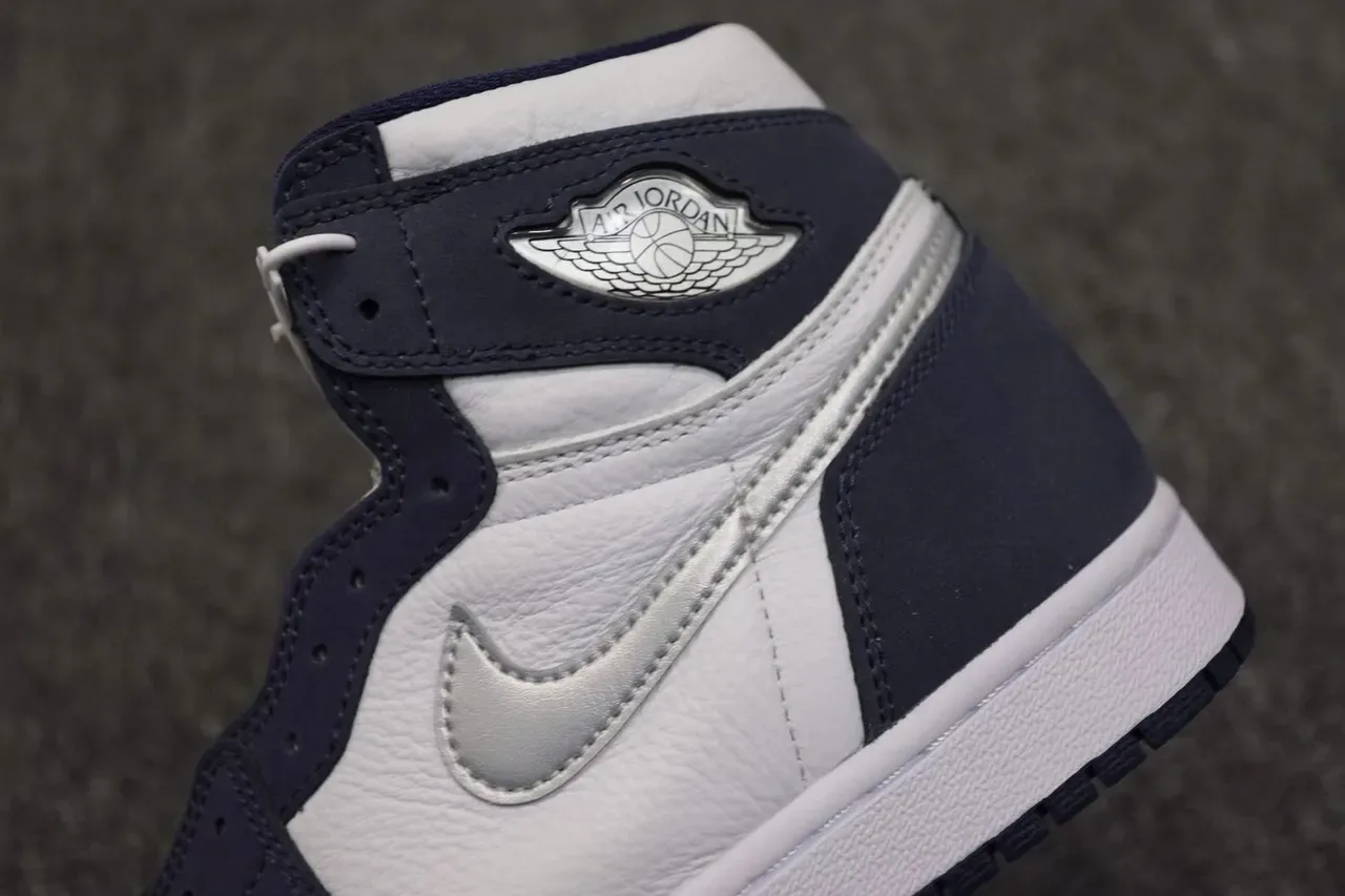 Air Jordan 1 White Navy Silver Chaussures de basketball 7