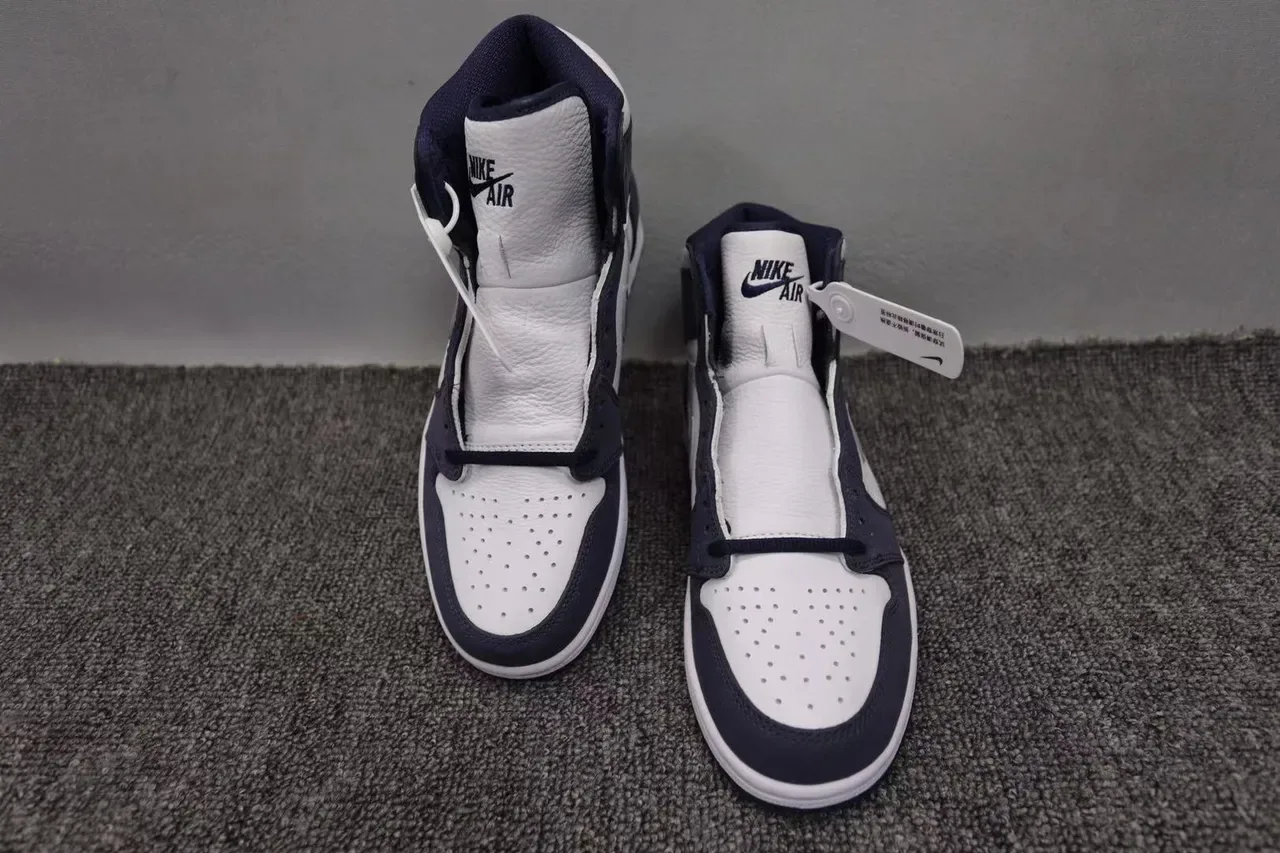 Air Jordan 1 White Navy Silver Chaussures de basketball 9