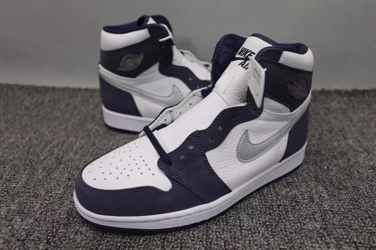 Air Jordan 1 White Navy Silver Chaussures de basketball 10