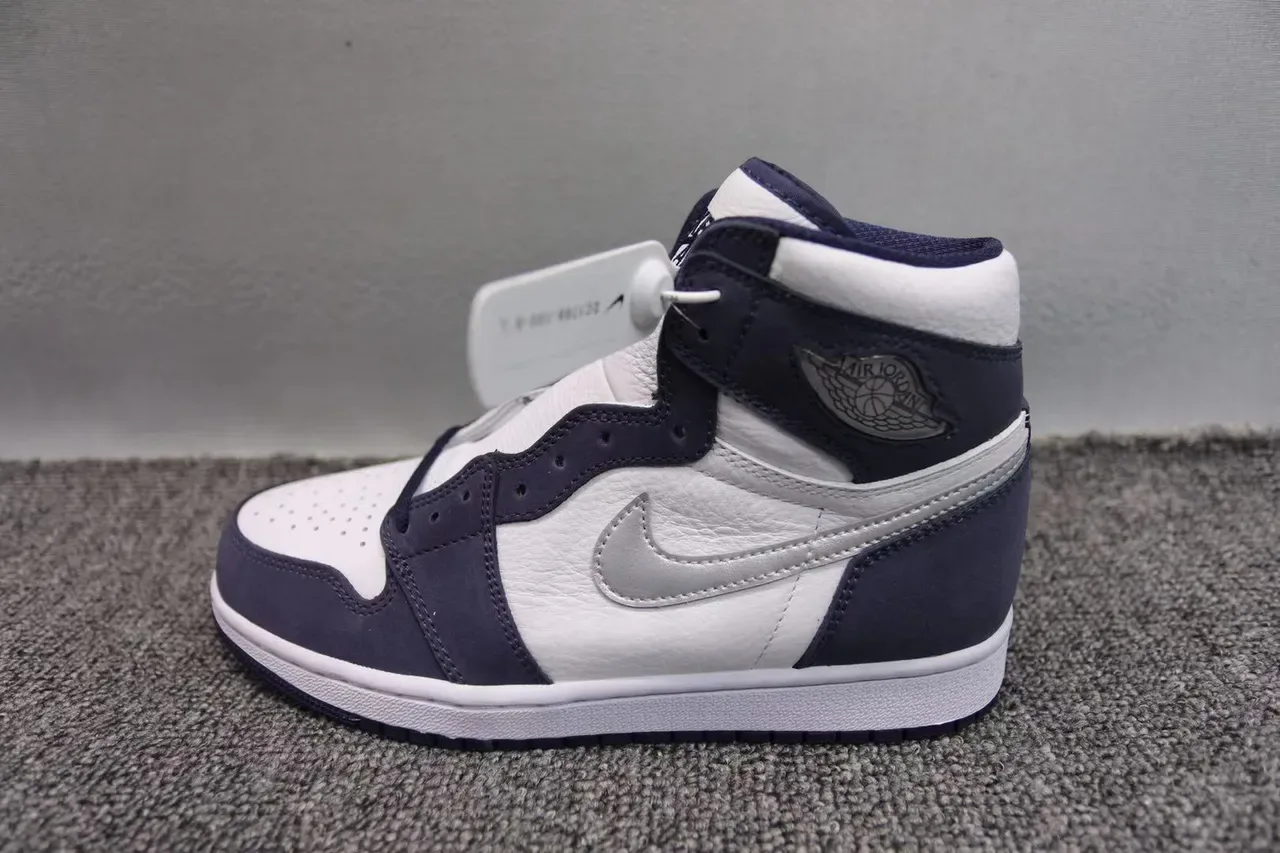 Air Jordan 1 White Navy Silver Chaussures de basketball 13