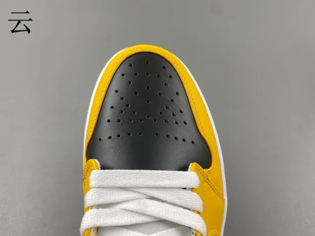 Air Jordan 1 Yellow Black High-Top Leather Upper Basketball Shoes 9