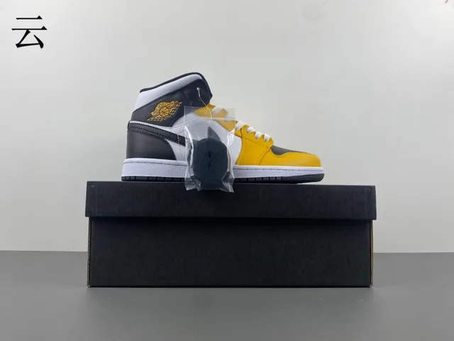 Air Jordan 1 Yellow Black High-Top Leather Upper Basketball Shoes 15