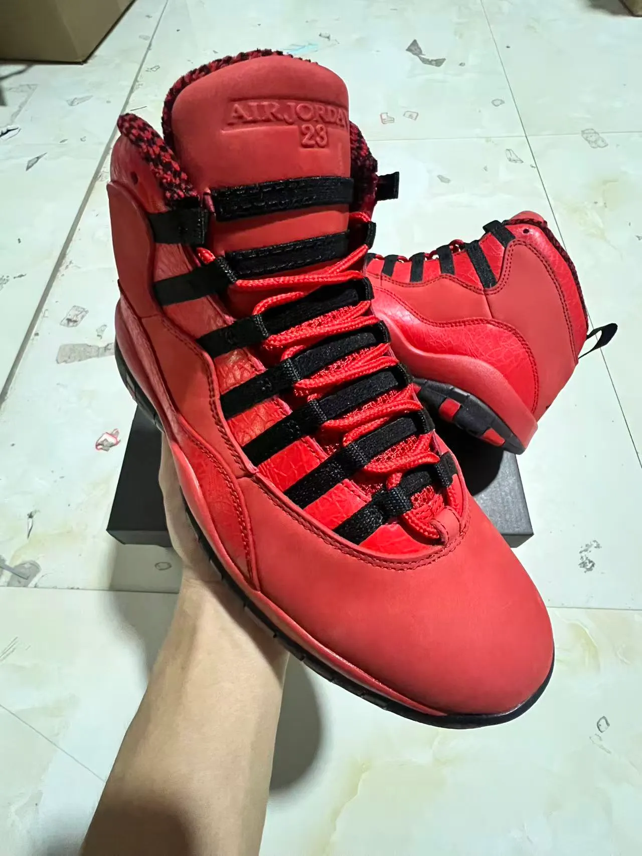 Air Jordan 10 Red Black Basketball Shoes 2