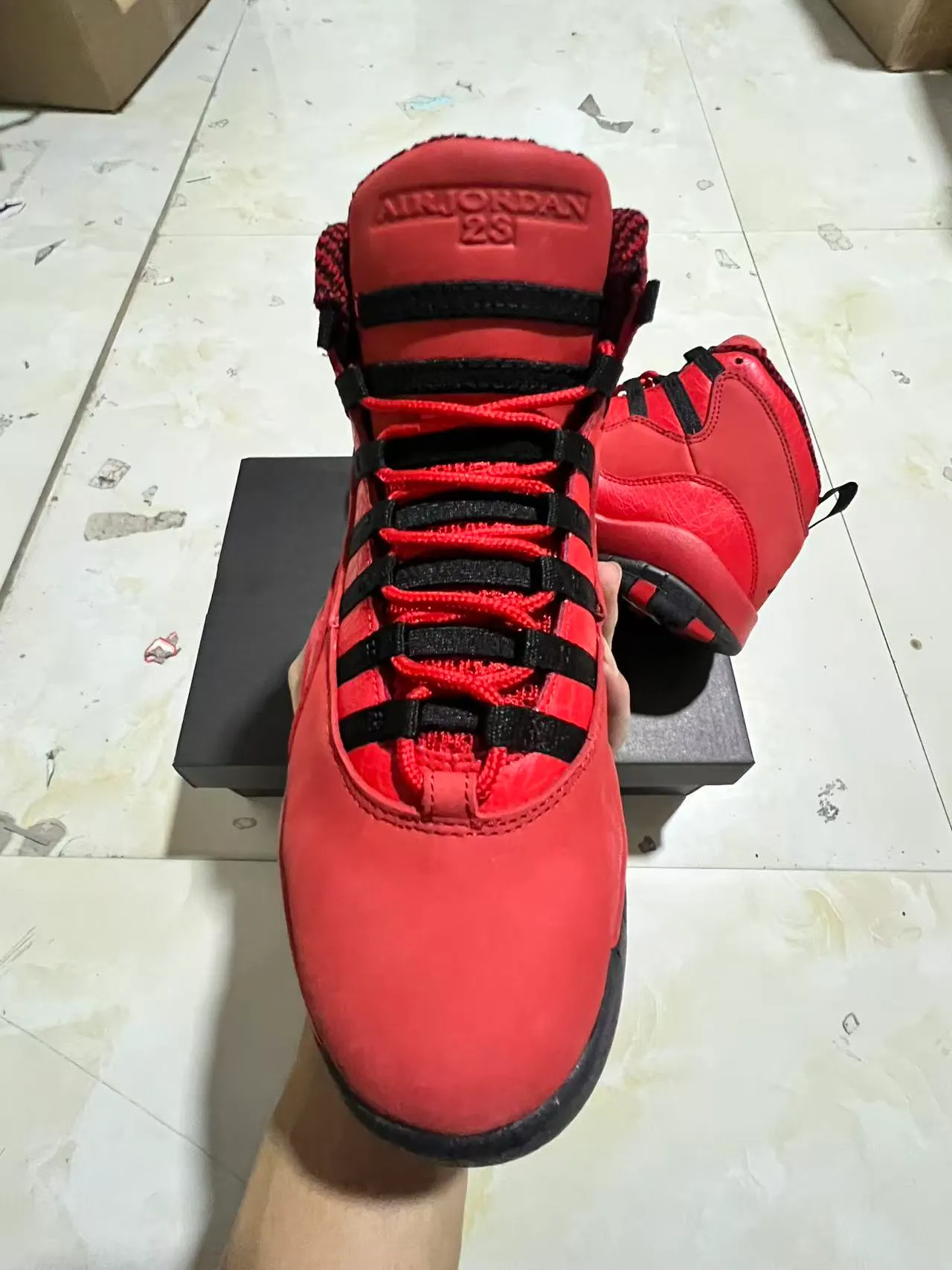 Air Jordan 10 Red Black Basketball Shoes 3