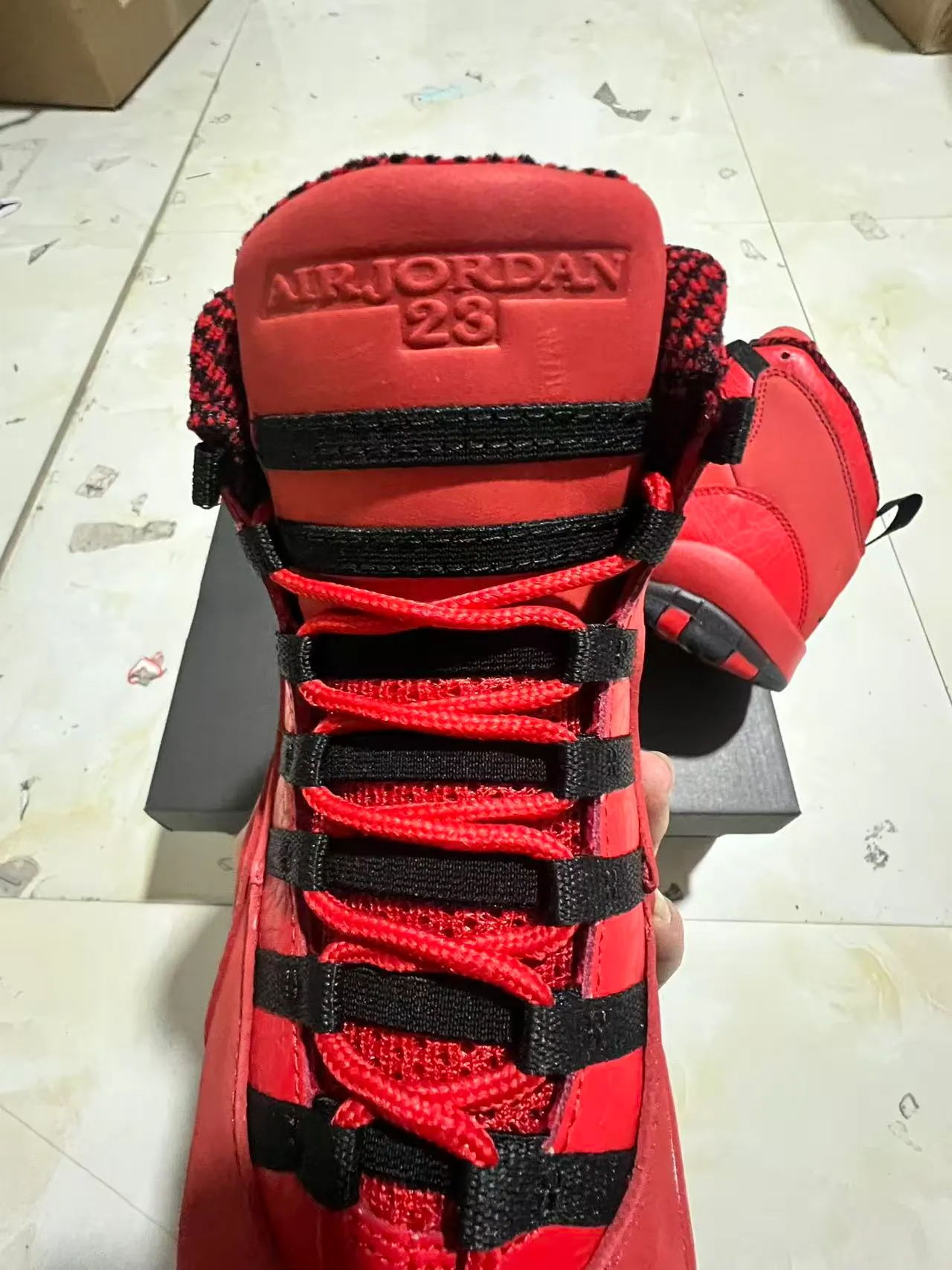 Air Jordan 10 Red Black Basketball Shoes 4