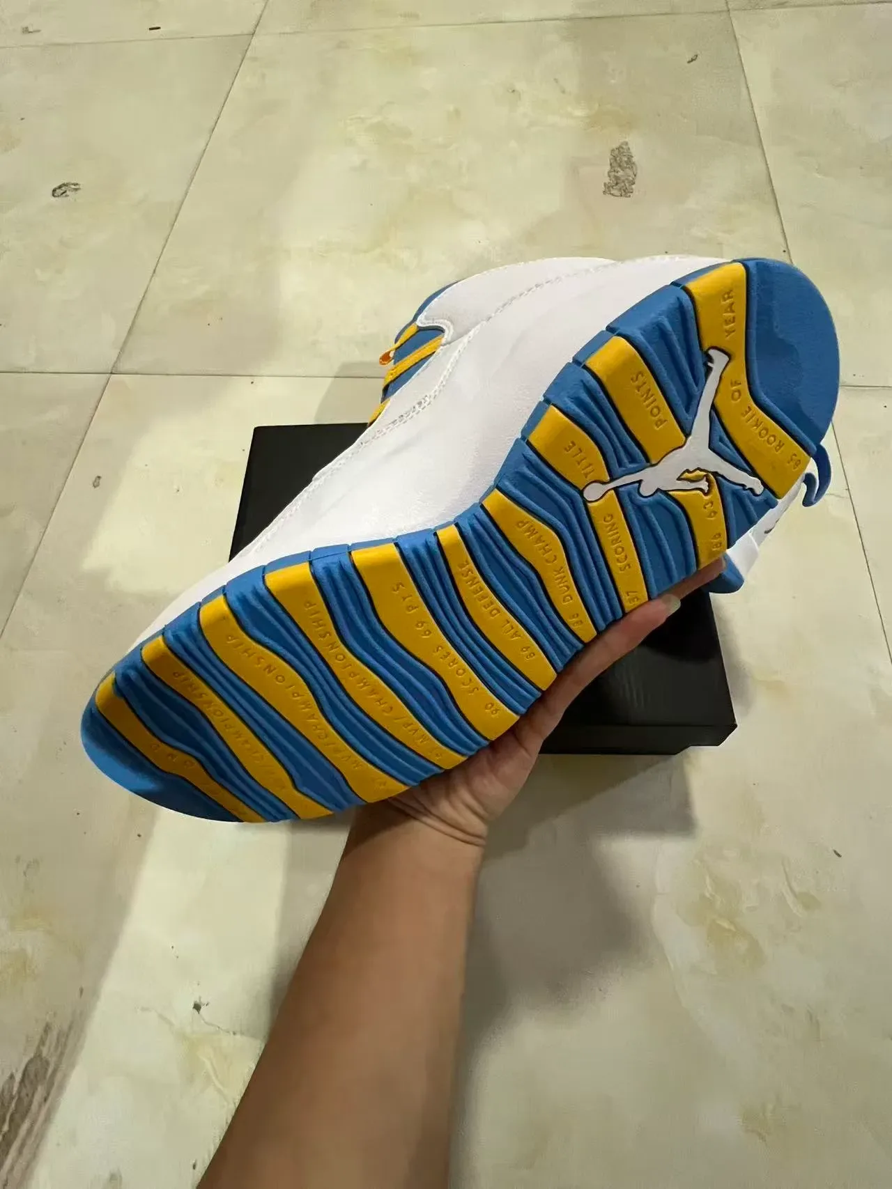 Air Jordan 10 Blanc Bleu Royal Jaune Chaussures de Basketball 6