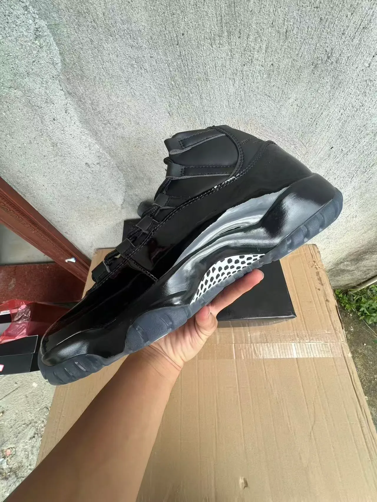 Air Jordan 11 Zapatillas de Baloncesto Cuero Patentado Negro 6