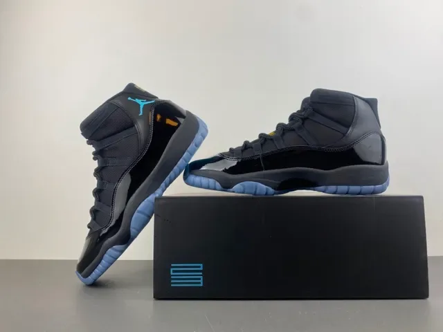 Air Jordan 11 Noir Turquoise Cuir de Patente Chaussures de Basketball 15