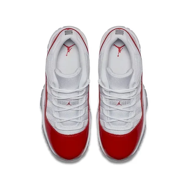 Air Jordan 11 Chaussures de Basketball Blanc et Rouge en Cuir Patenté 4