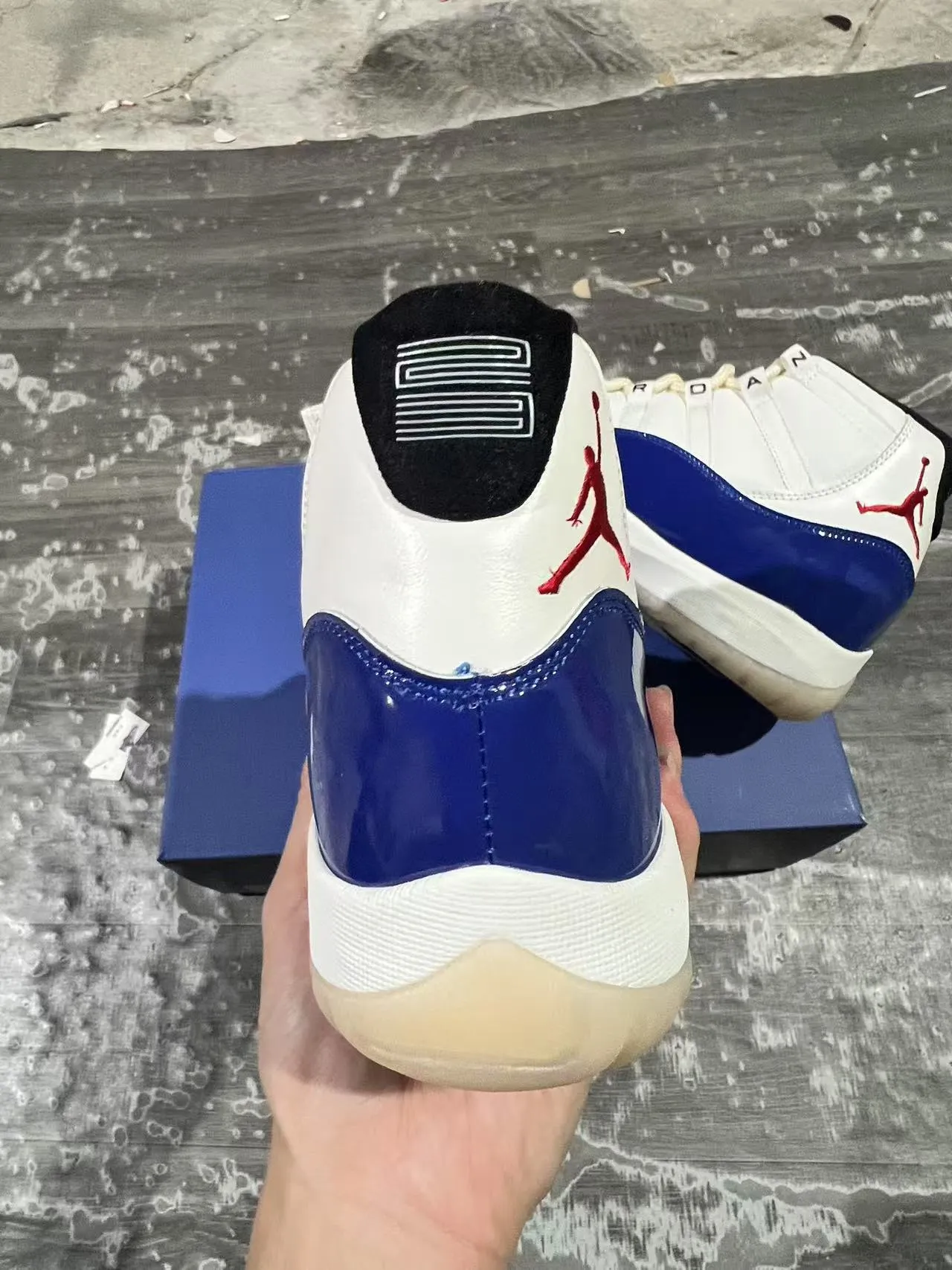 Air Jordan 11 White Royal Blue Patent Leather Basketball Shoes 8