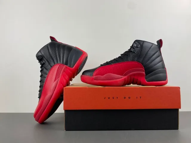 Air Jordan 12 Black Red Basketball Shoes 15