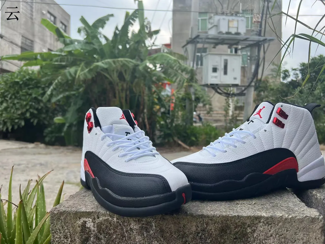 Air Jordan 12 White Black Red Basketball Shoes 2