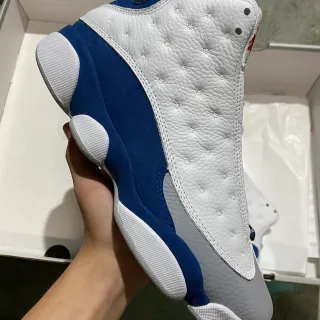 Air Jordan 13 White Royal Blue Quilted Leather Basketball Shoes