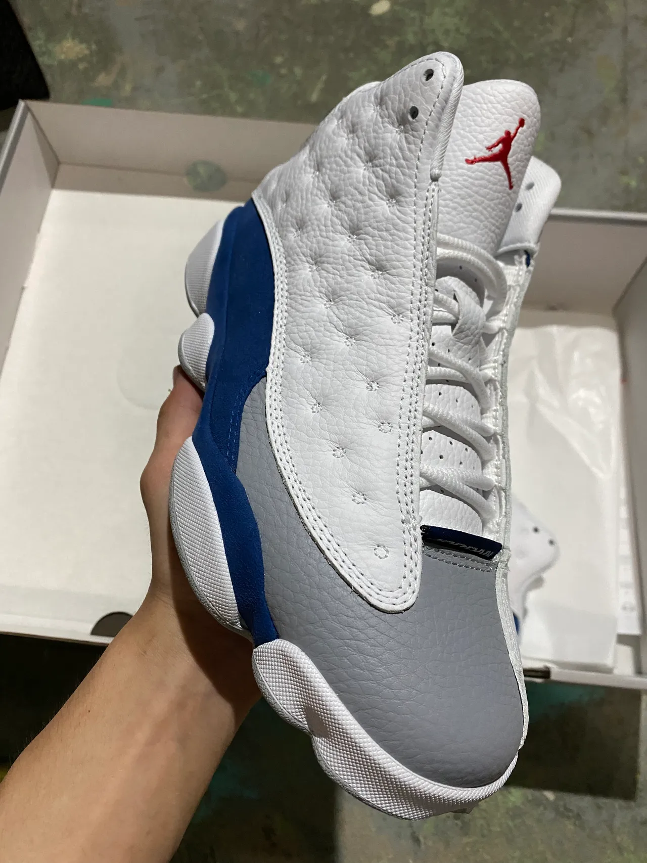 Air Jordan 13 White Royal Blue Quilted Leather Basketball Shoes 2