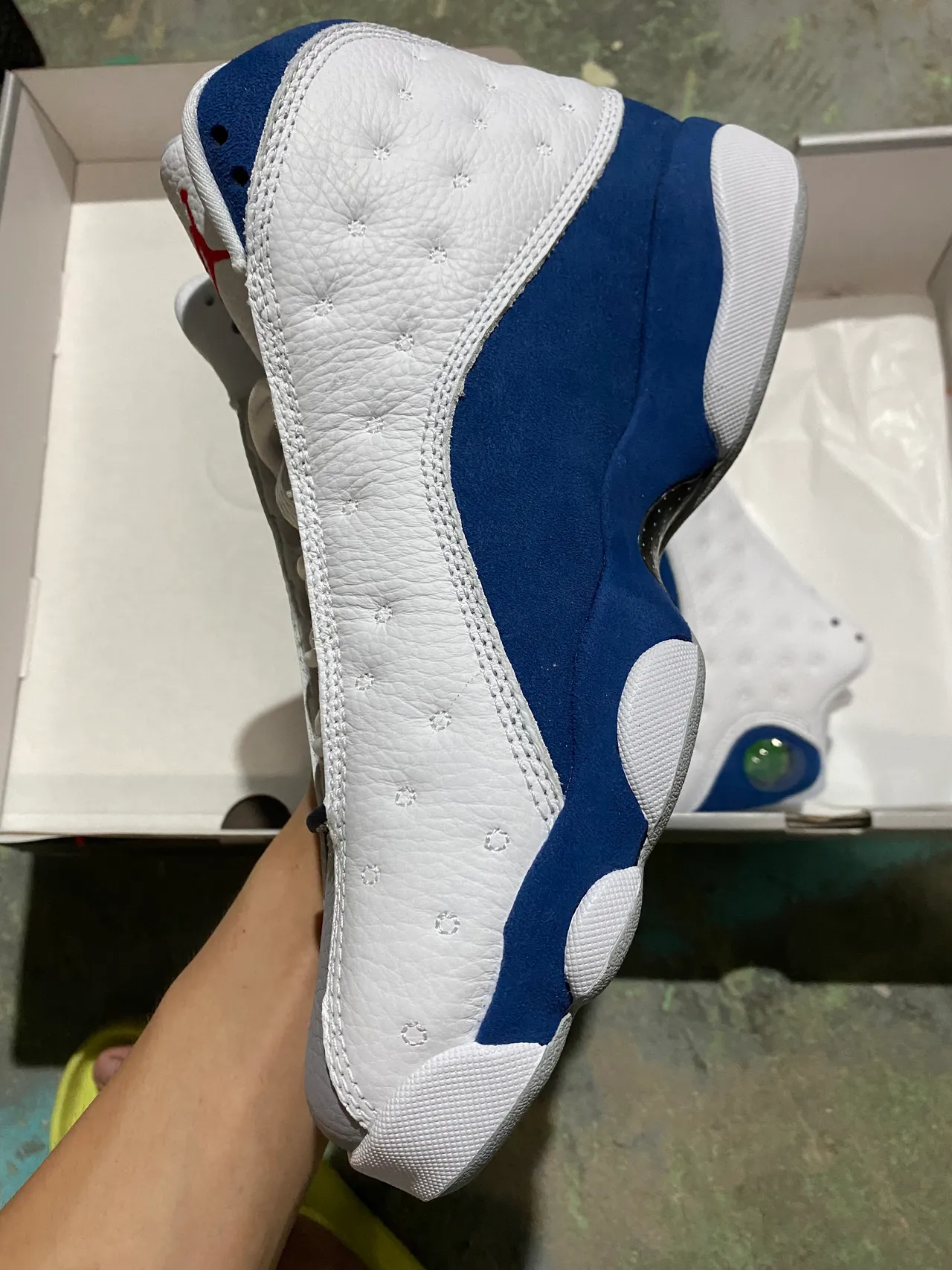 Air Jordan 13 White Royal Blue Quilted Leather Basketball Shoes 3
