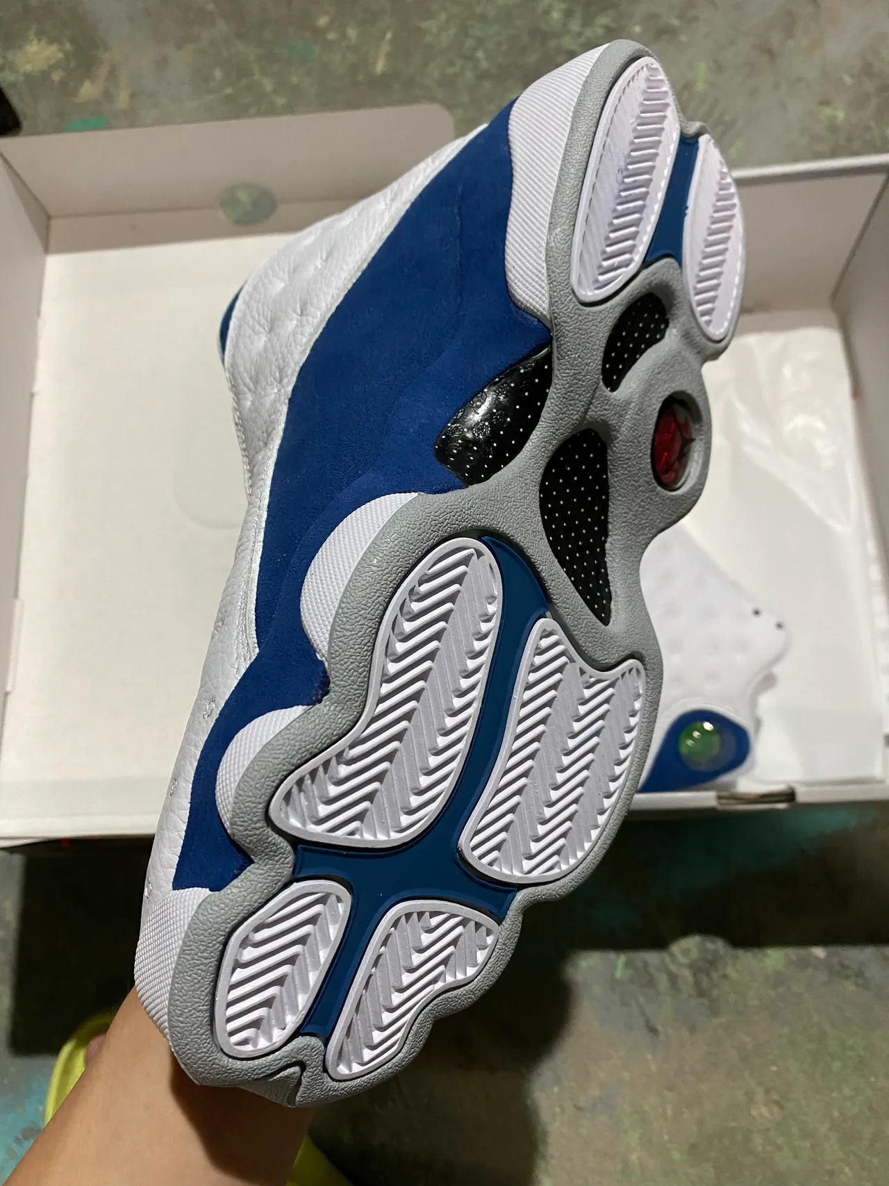 Air Jordan 13 White Royal Blue Quilted Leather Basketball Shoes 5