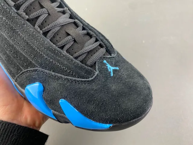 Air Jordan 14 Black and Blue Suede Basketball Shoes 2