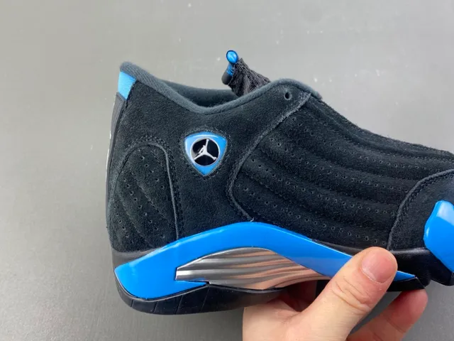 Air Jordan 14 Black and Blue Suede Basketball Shoes 3