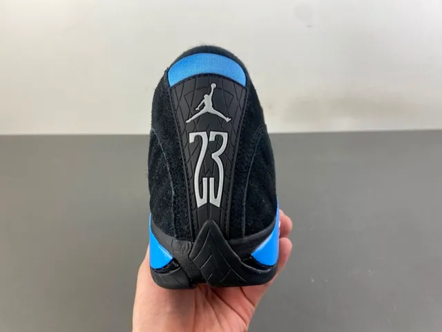 Air Jordan 14 Black and Blue Suede Basketball Shoes 4
