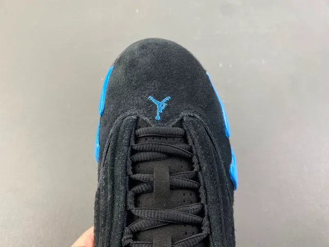 Air Jordan 14 Black and Blue Suede Basketball Shoes 5