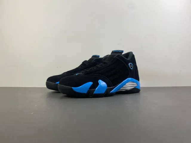 Air Jordan 14 Black and Blue Suede Basketball Shoes 10