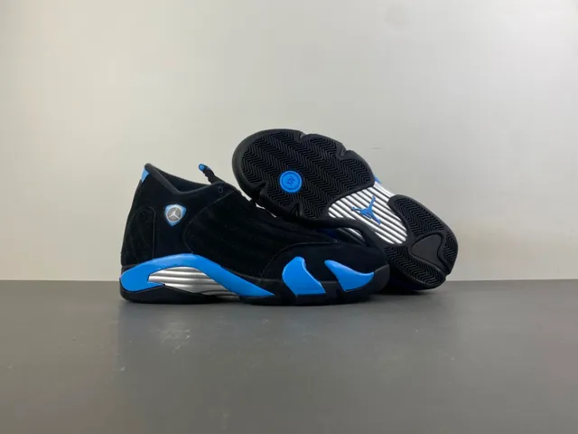 Air Jordan 14 Black and Blue Suede Basketball Shoes 12