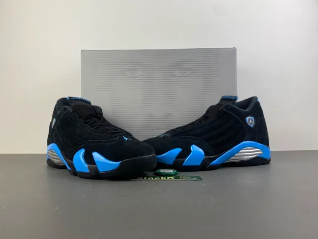 Air Jordan 14 Black and Blue Suede Basketball Shoes 13