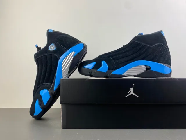 Air Jordan 14 Black and Blue Suede Basketball Shoes 14