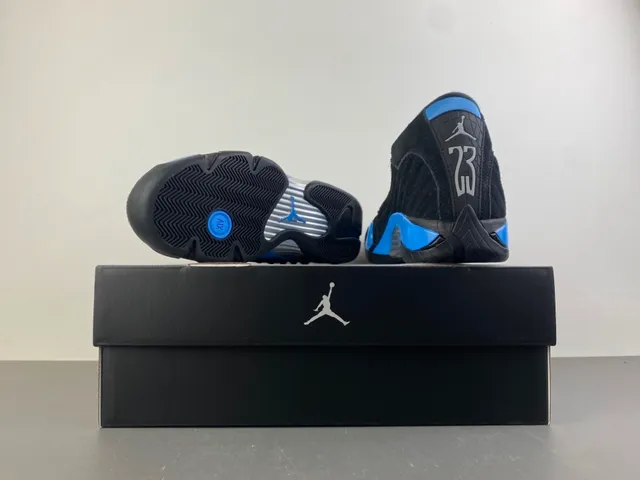 Air Jordan 14 Black and Blue Suede Basketball Shoes 15