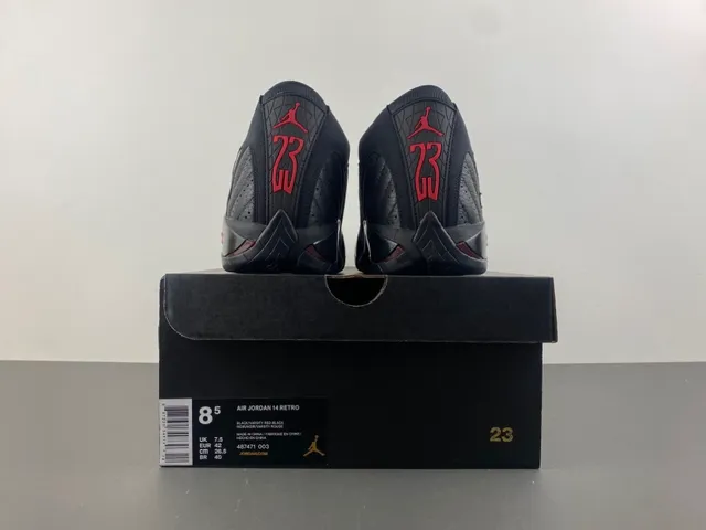Air Jordan 14 Black Red Basketball Shoes 17