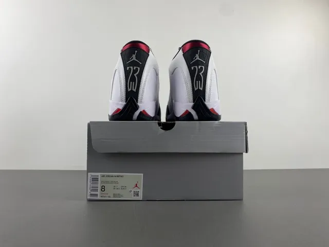 Air Jordan 14 White Black Red Basketball Shoes 17