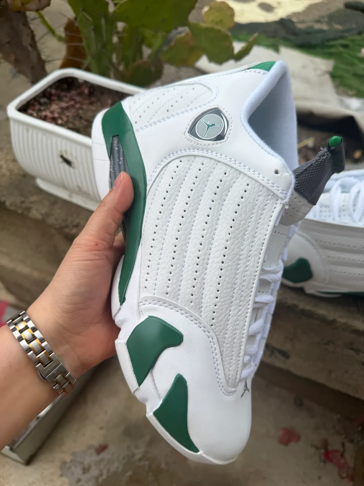 Air Jordan 14 White Forest Green Basketball Shoes 2