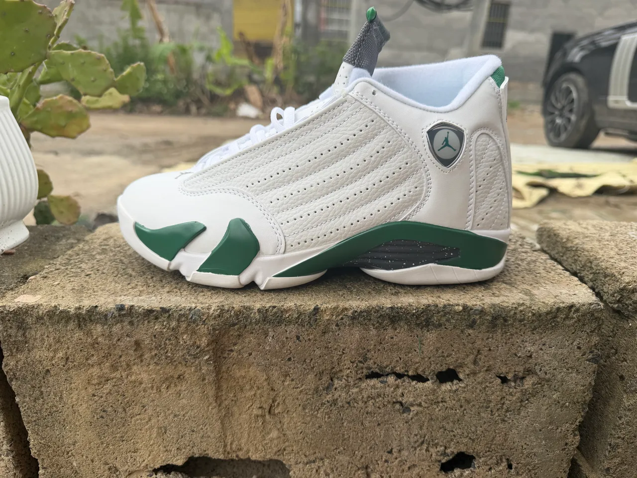 Air Jordan 14 White Forest Green Basketball Shoes 3