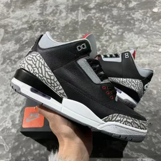 Air Jordan 3 Negro Cemento Estampa de Elefante Zapatos de Baloncesto