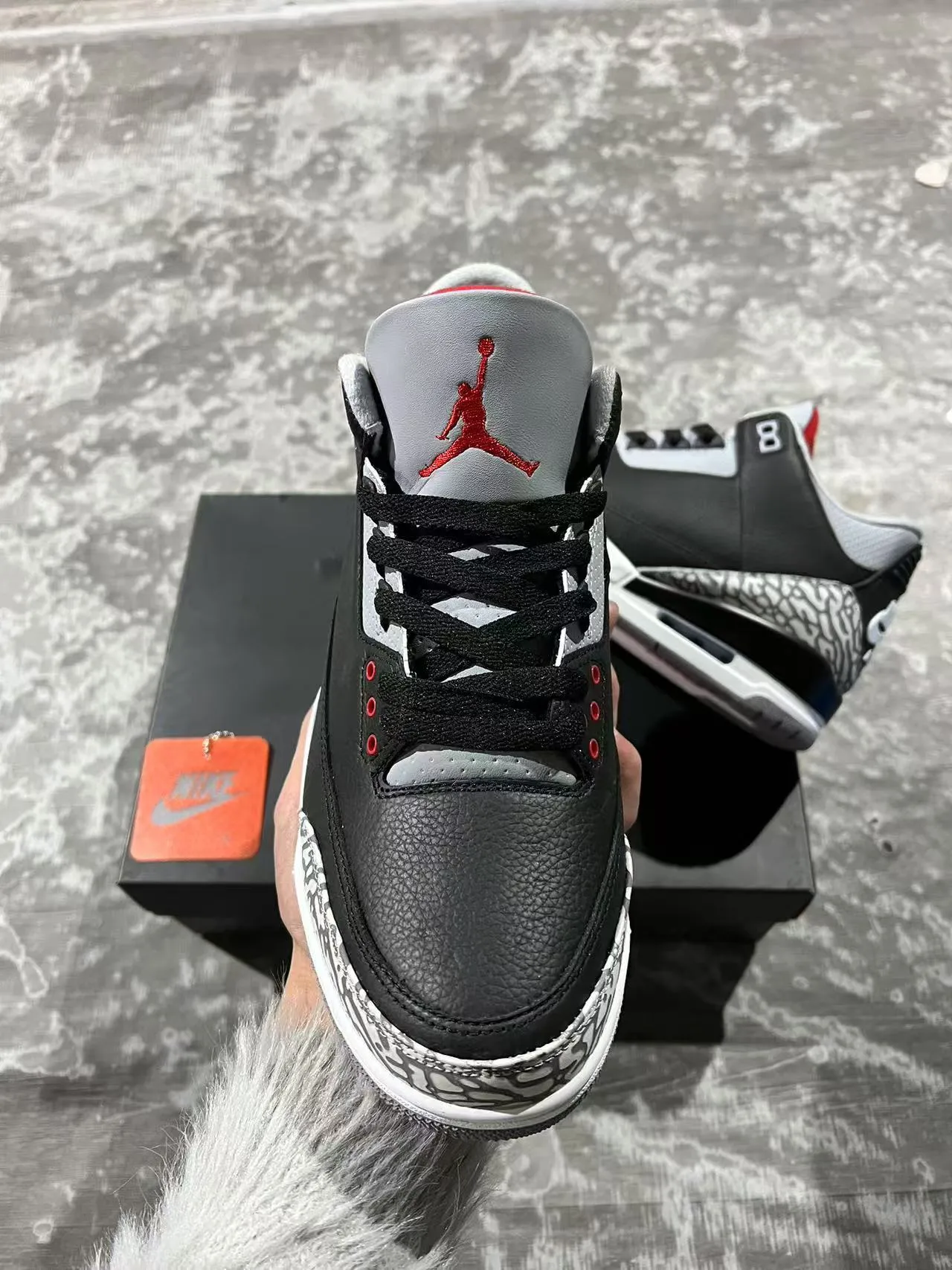 Air Jordan 3 Black Cement Elephant Print Basketball Shoes 3