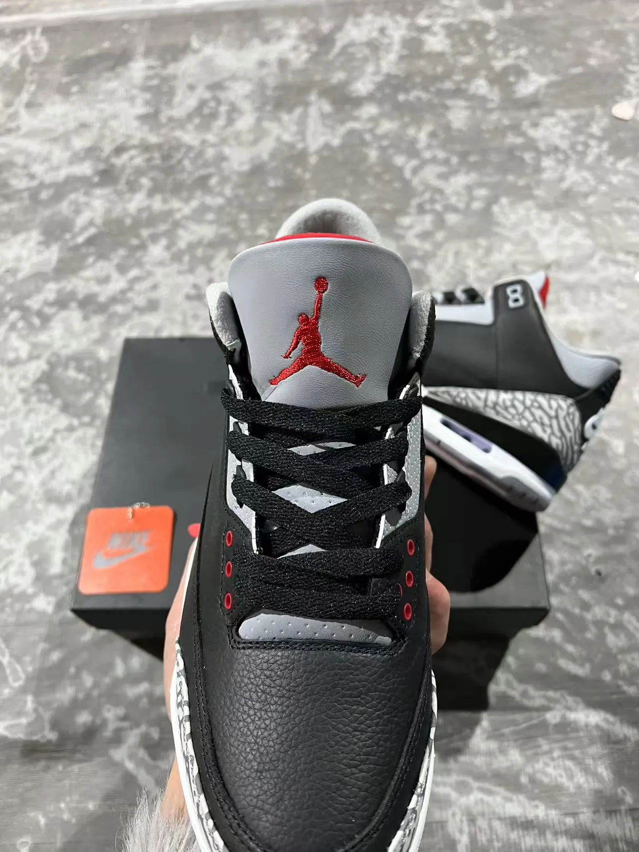 Air Jordan 3 Black Cement Elephant Print Basketball Shoes 4
